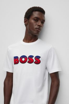 hugo boss white logo t shirt