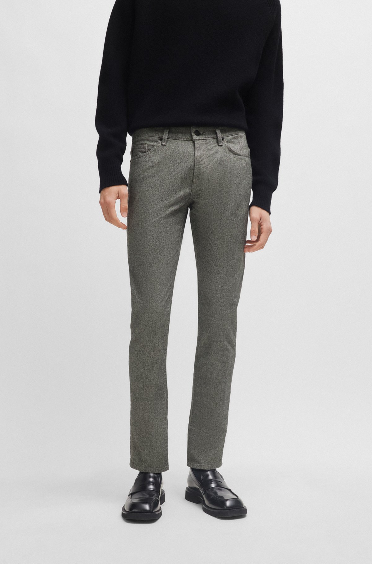 BOSS - Slim-fit jeans in two-tone brushed twill