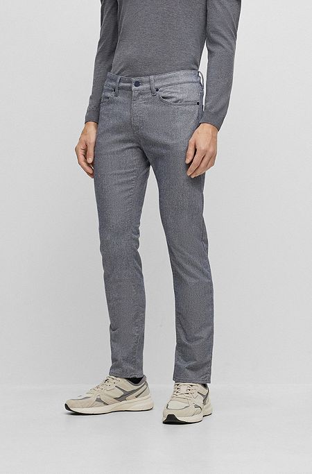 Slim-Fit Jeans aus zweifarbigem gebürstetem Twill, Grau
