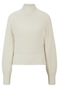 Rollneck sweater with logo flag, White
