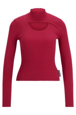 HUGO Frill collar sweater with cut out detail