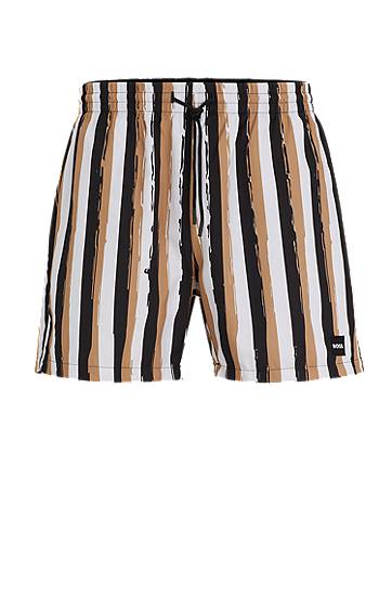 Striped swim shorts in quick-drying recycled fabric, Hugo boss