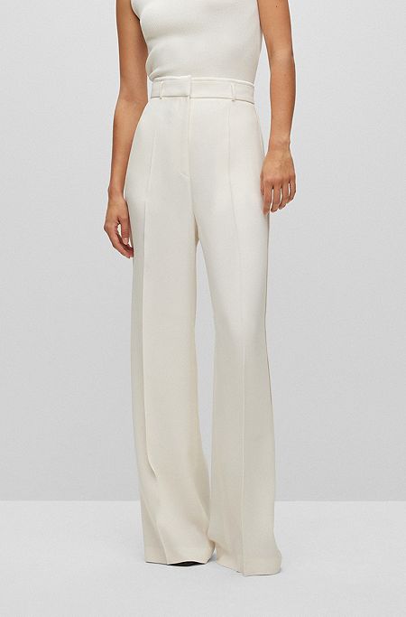 Relaxed-fit trousers with wide leg, White