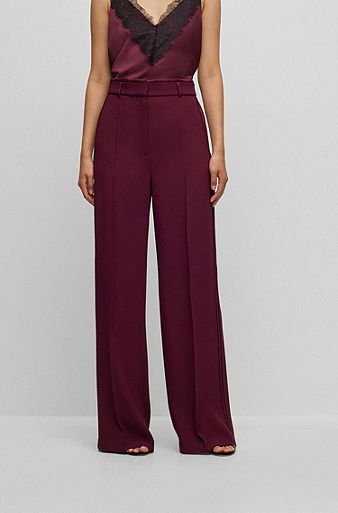 Relaxed-fit trousers with wide leg, Dark Red