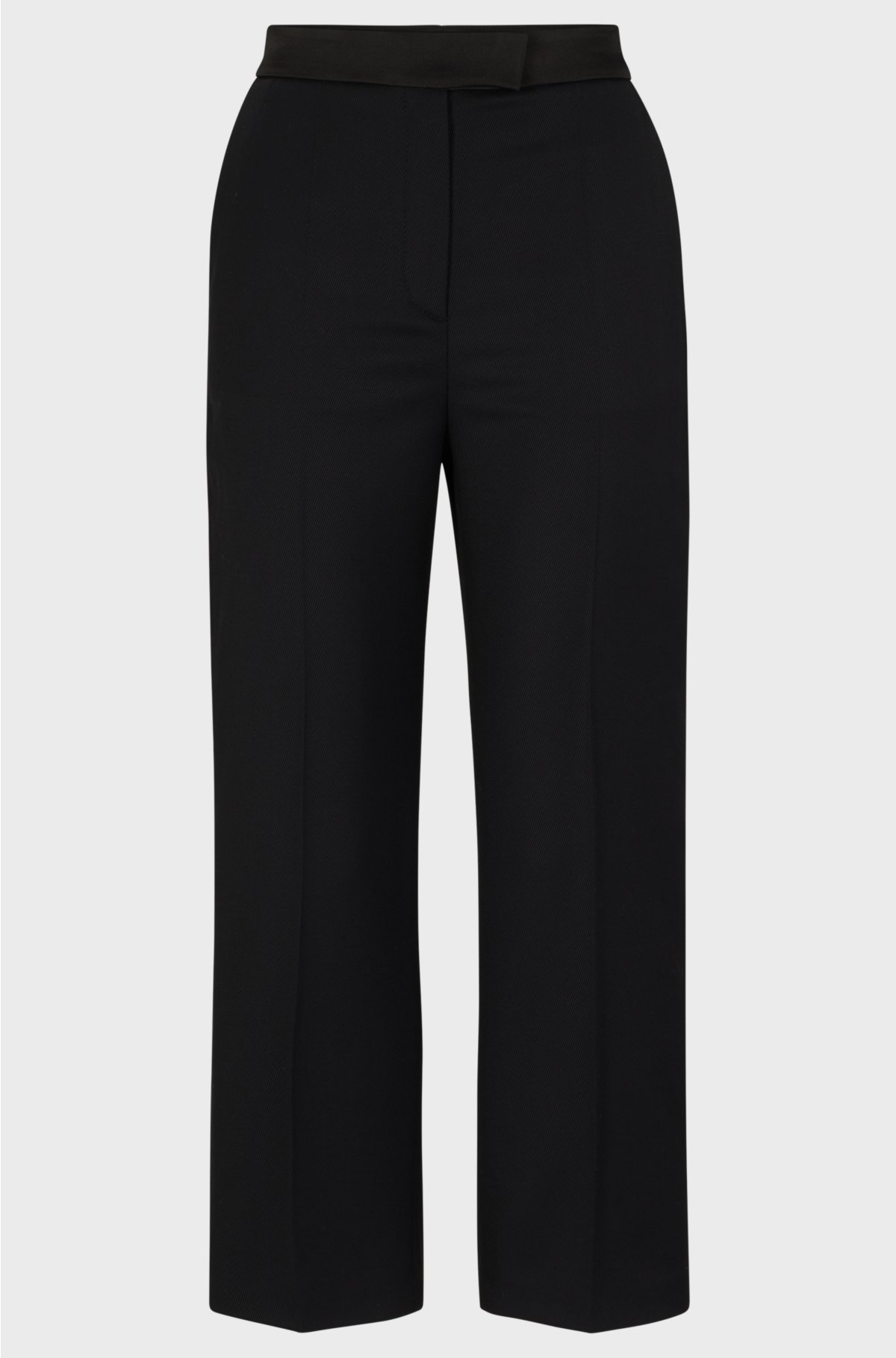 Regular-fit tuxedo trousers in wool-blend twill, Black