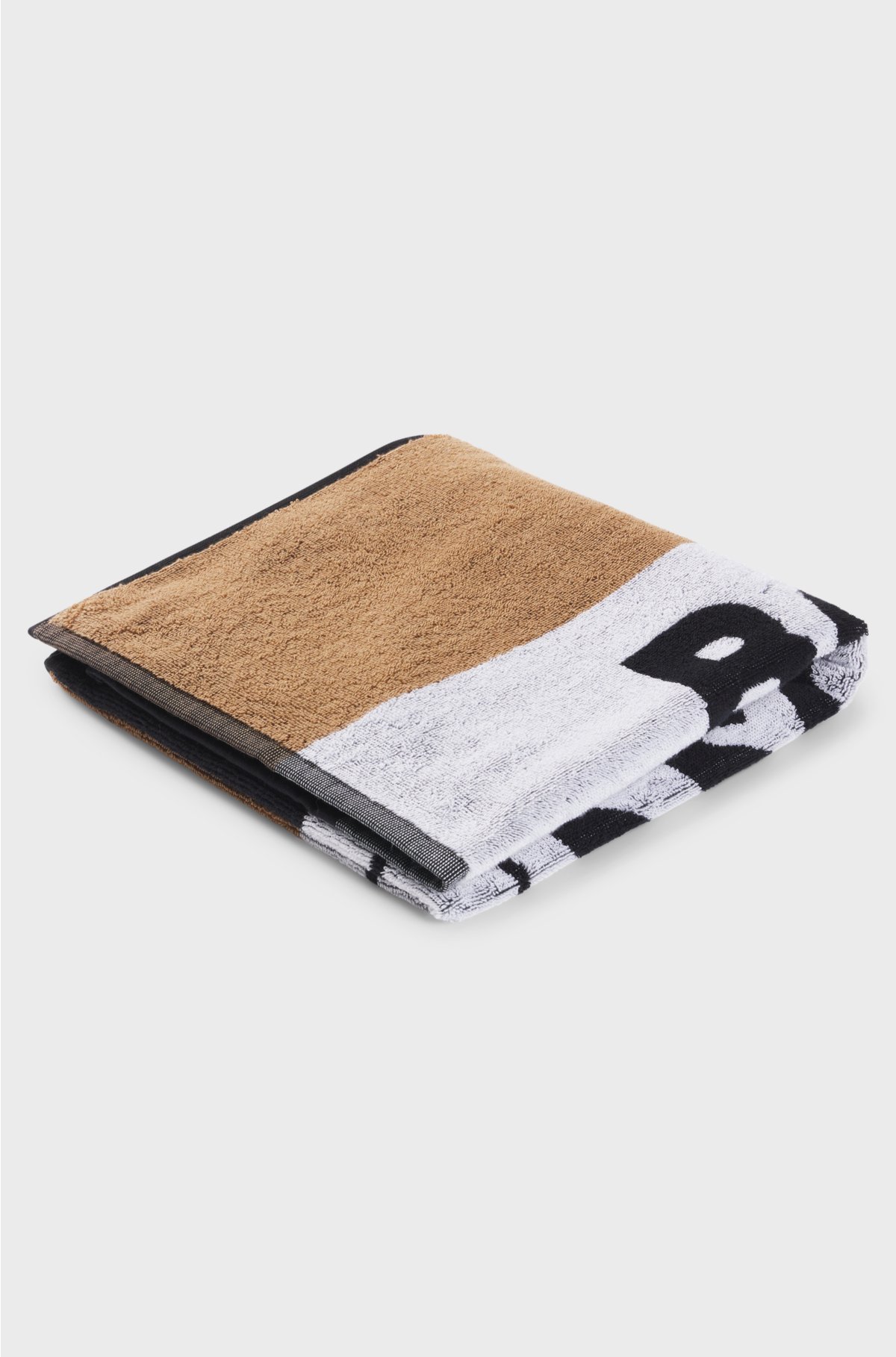 BOSS - Signature-stripe cotton beach towel with exclusive logo