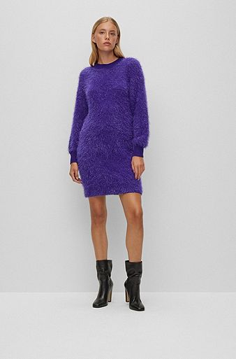 Sparkly knitted dress with cut-out back, Purple