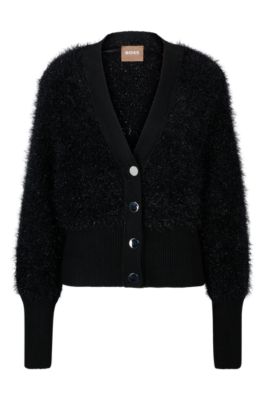 BOSS - Cotton-blend V-neck cardigan with sparkly buttons