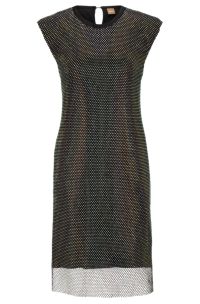 BOSS - Ärmelloses Regular-Fit Kleid aus schimmerndem Mesh 
