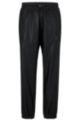 Faux-leather tracksuit bottoms with framed logo, Black