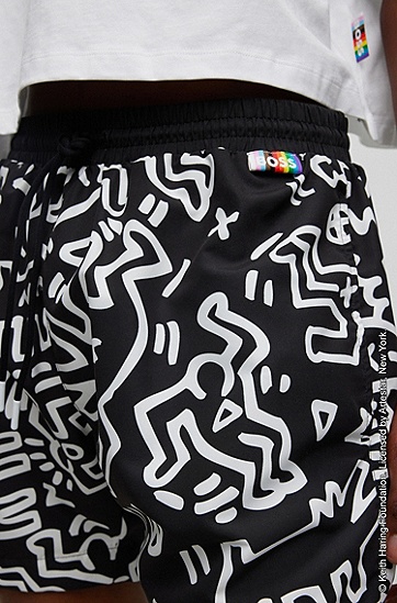 BOSS x Keith Haring 快干面料游泳短裤,  001_Black