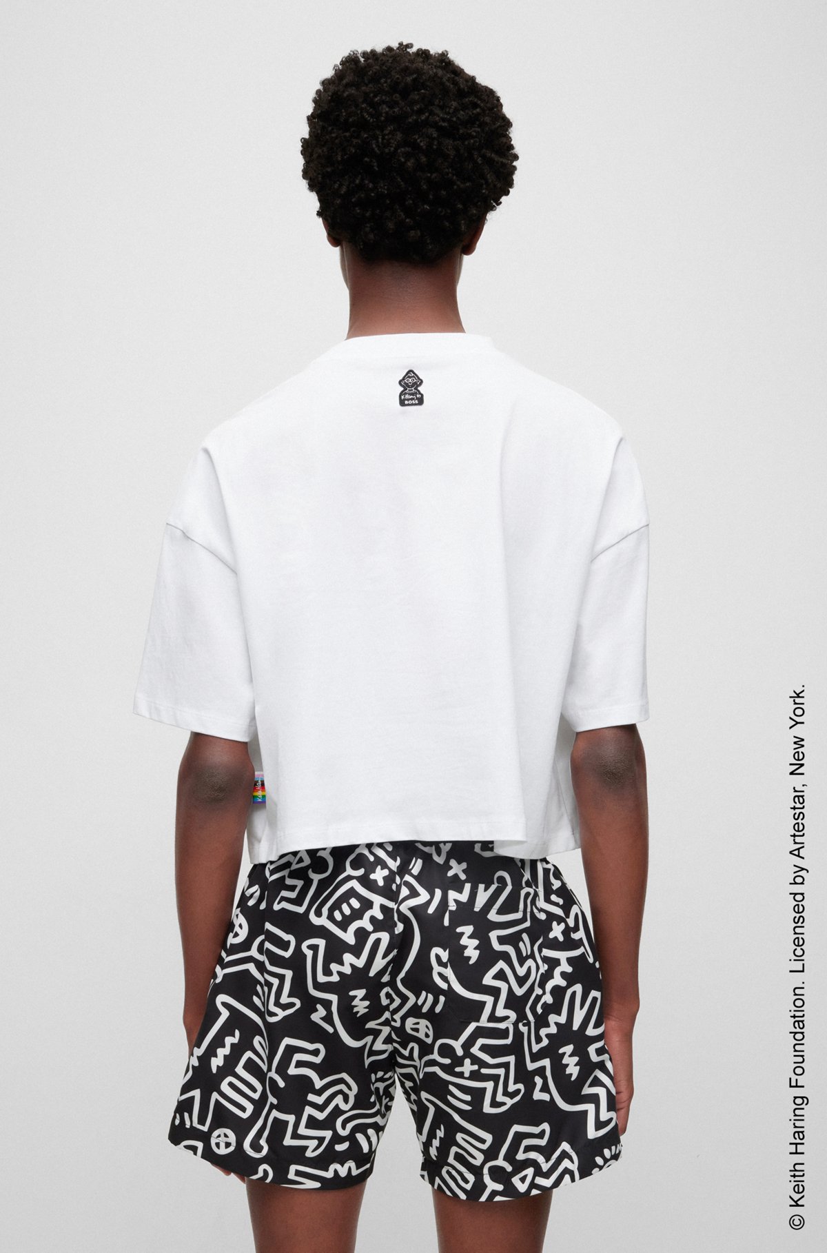 Купальные шорты BOSS x Keith Haring из быстросохнущей переработанной ткани, Черный