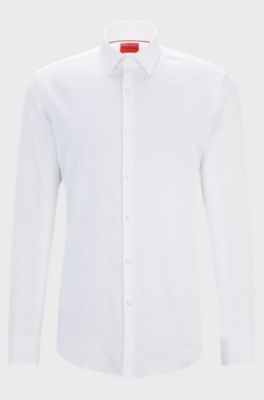 Slim-fit shirt in cotton with a stacked-logo jacquard, White