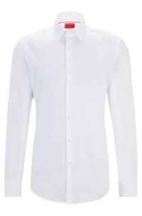 Slim-fit shirt in cotton with a stacked-logo jacquard, White
