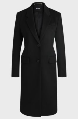Slim-fit coat in virgin wool and cashmere, Black