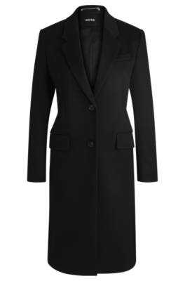 Hugo Boss Slim-fit Coat In Virgin Wool And Cashmere In Black