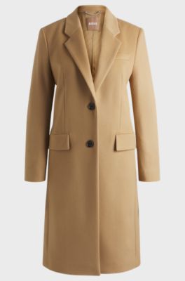 Slim-fit coat in virgin wool and cashmere, Beige