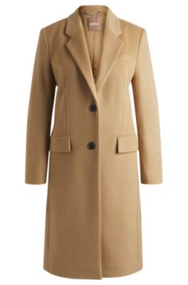 Hugo Boss Slim-fit Coat In Virgin Wool And Cashmere In Brown