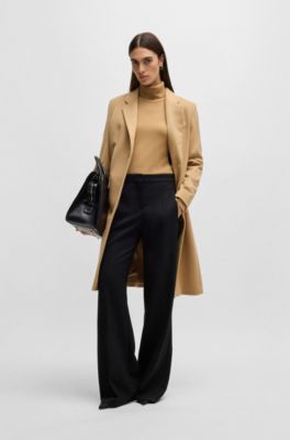 Slim-fit coat in virgin wool and cashmere, Beige