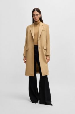 Slim-fit coat in virgin wool and cashmere, Beige