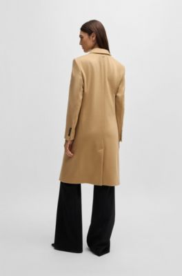 Slim-fit coat in virgin wool and cashmere, Beige