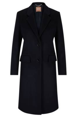 Hugo Boss Slim-fit Coat In Virgin Wool And Cashmere In Blue