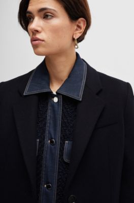 BOSS - スリムフィットコート バージンウール／カシミア - ダークブルー