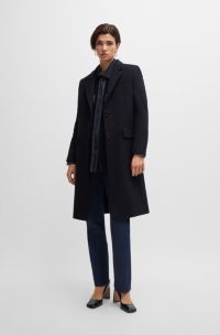 Slim-fit mantel van scheerwol en kasjmier, Donkerblauw
