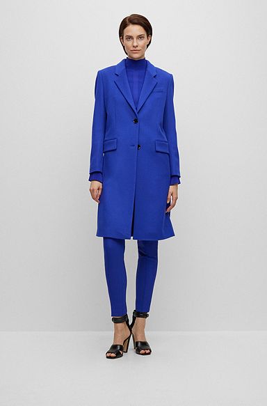 Slim-fit coat in virgin wool and cashmere, Blue