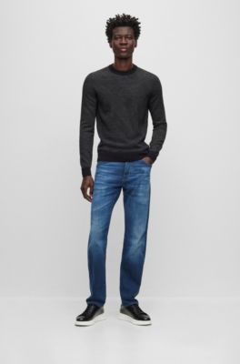 BOSS - Regular-fit jeans in Italian cashmere-touch denim