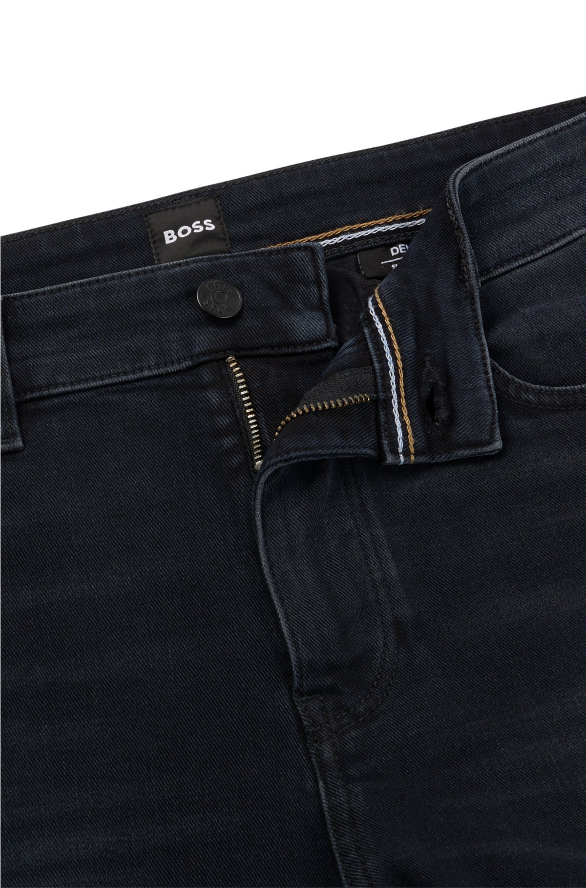 BOSS - Slim-fit jeans in super-soft navy Italian denim