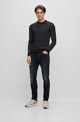 Slim-fit jeans in dark-blue Italian lightweight denim