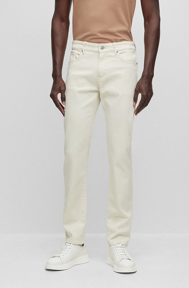 Slim-Fit Jeans aus besonders softem italienischem Denim, Weiß