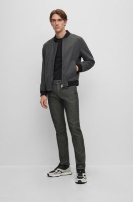 BOSS - Slim-fit jeans in black performance-stretch knitted denim 