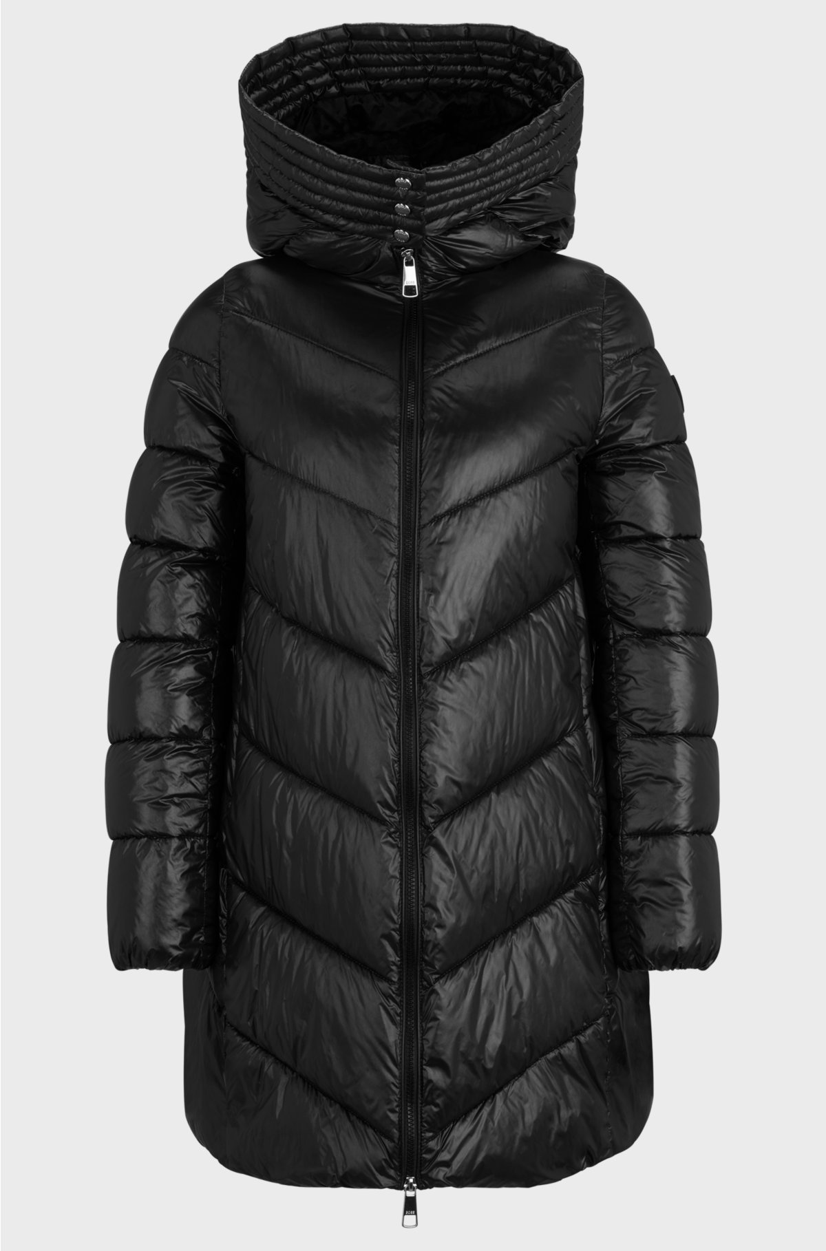 Regular-fit puffer jacket in water-repellent gloss fabric, Black