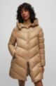 Regular-fit puffer jacket in water-repellent gloss fabric, Beige