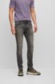 Slim-Fit Jeans aus schwarzem Denim im Vintage-Look, Grau