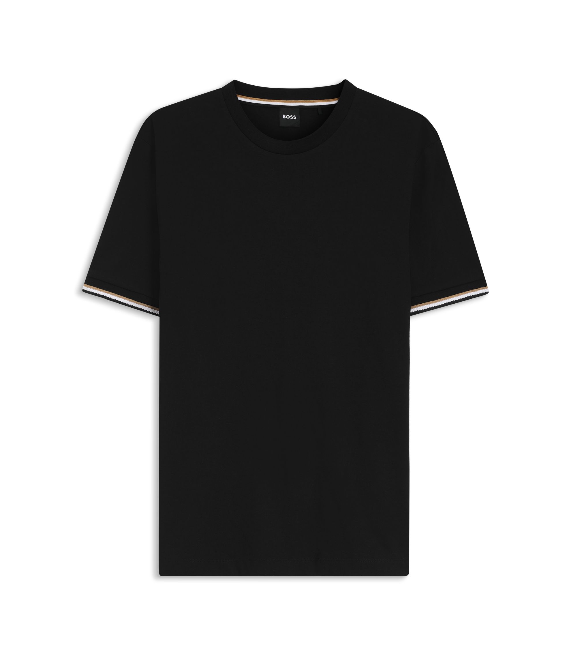 BOSS - コットンジャージー Tシャツ シグネチャーストライプカフ 