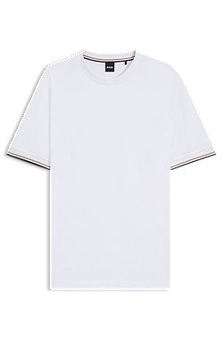 T-Shirt aus Baumwoll-Jersey mit Signature-Streifen an den Bündchen