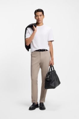 Cotton-jersey T-shirt with signature-stripe cuffs, White