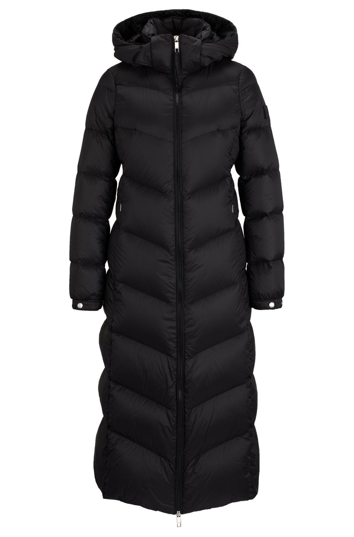 Slim-fit puffer jacket in water-repellent fabric, Black