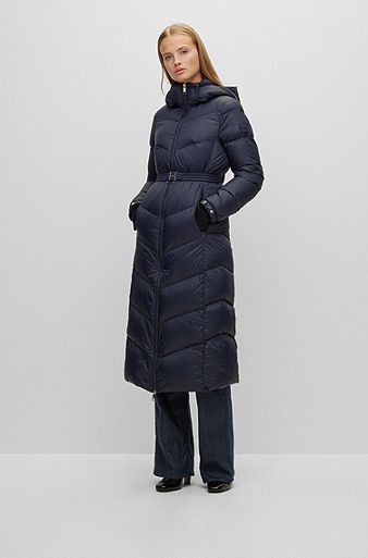 Slim-fit puffer jacket in water-repellent fabric, Dark Blue