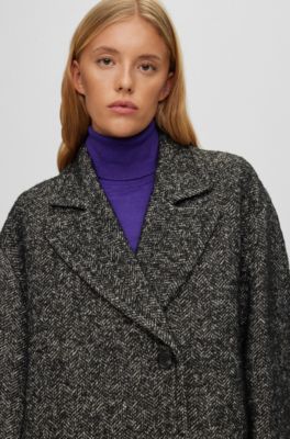 BOSS Relaxedfit coat in herringbone fabric