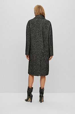 BOSS - Relaxed-fit coat in herringbone fabric