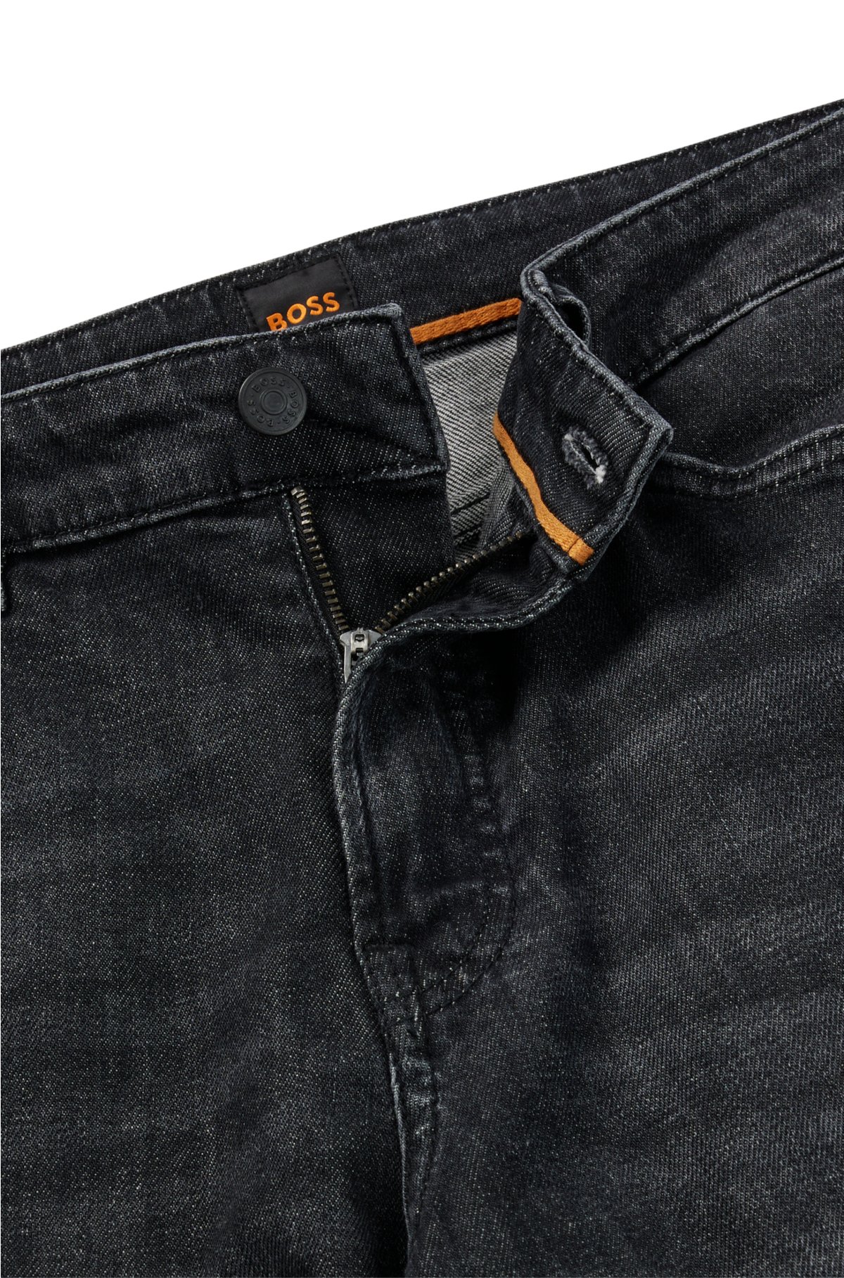 Twisted Rekvisitter Labe BOSS - Regular-fit jeans in black comfort-stretch denim