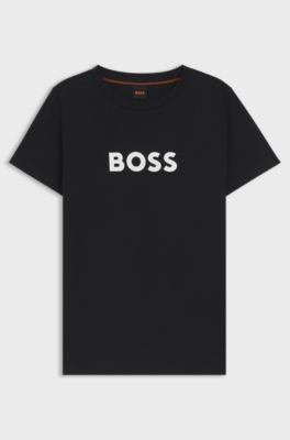 Cotton-jersey T-shirt with contrast logo, Black