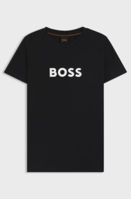 Cotton-jersey T-shirt with contrast logo, Black