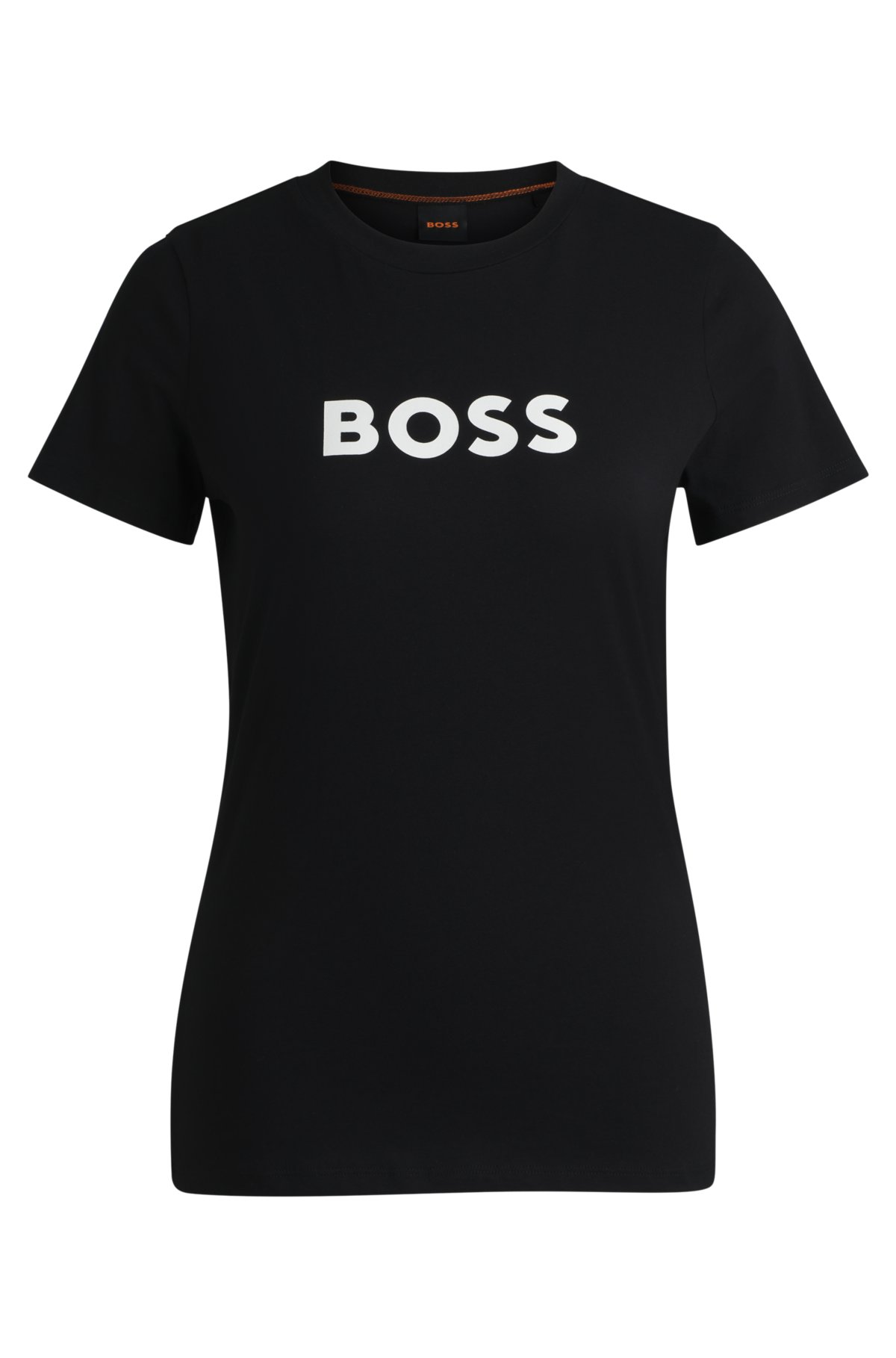 BOSS - Scoop-neck T-shirt in pure cotton with logo detail