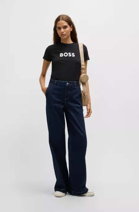 Cotton-jersey T-shirt with contrast logo