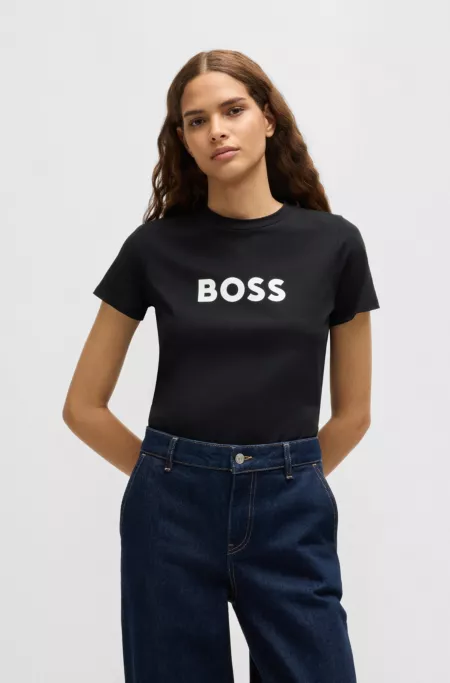 Cotton-jersey T-shirt with contrast logo